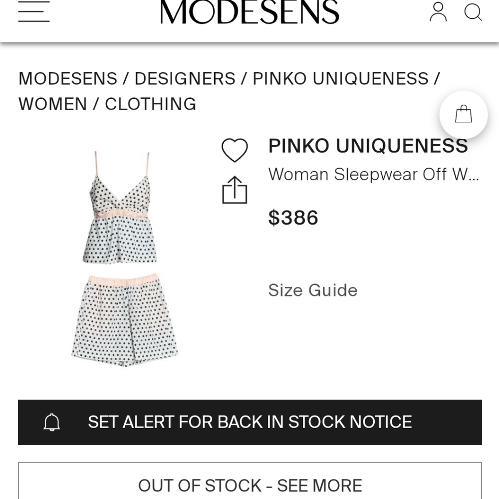 Nwt Pinko polka dot pajama set sz 38